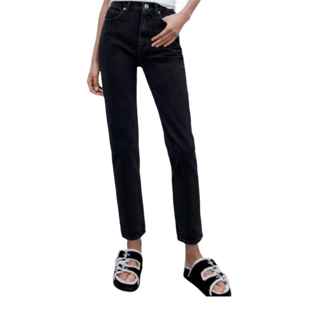 ZARA High Waisted Black Jeans US Size 0